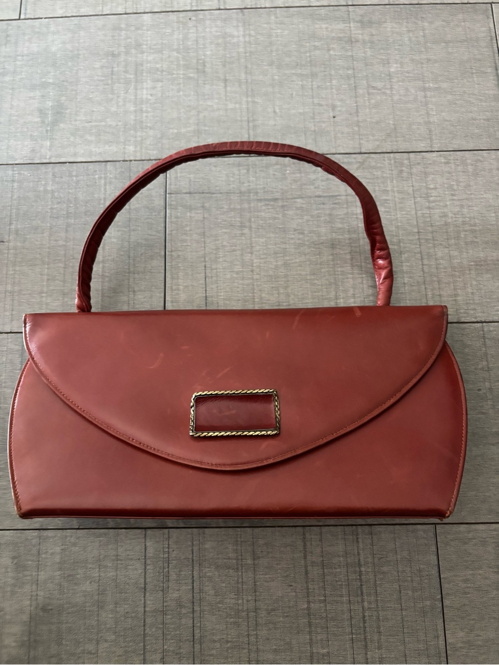 🌺5/$25🌺Vintage Structured Leather Hand Bag-Deep Mahogany Red